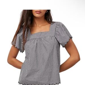 Rails Harley Black Mini Gingham Blouse Size M